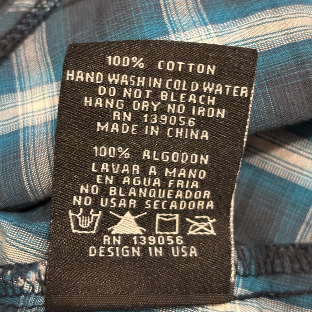 Grace in LA Embroidered Western Plaid Shirt Teal Orange Snap Button Large - Picture 3 of 9